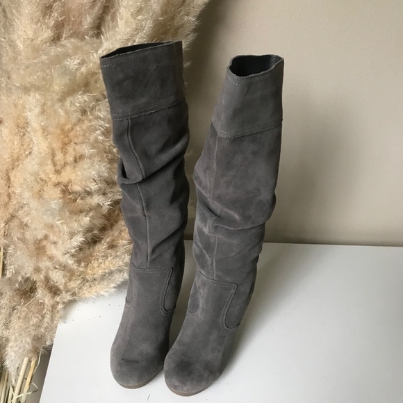 Colin Stuart Leather Grey Heeled Boots Size 5 NWOT - Picture 3 of 4